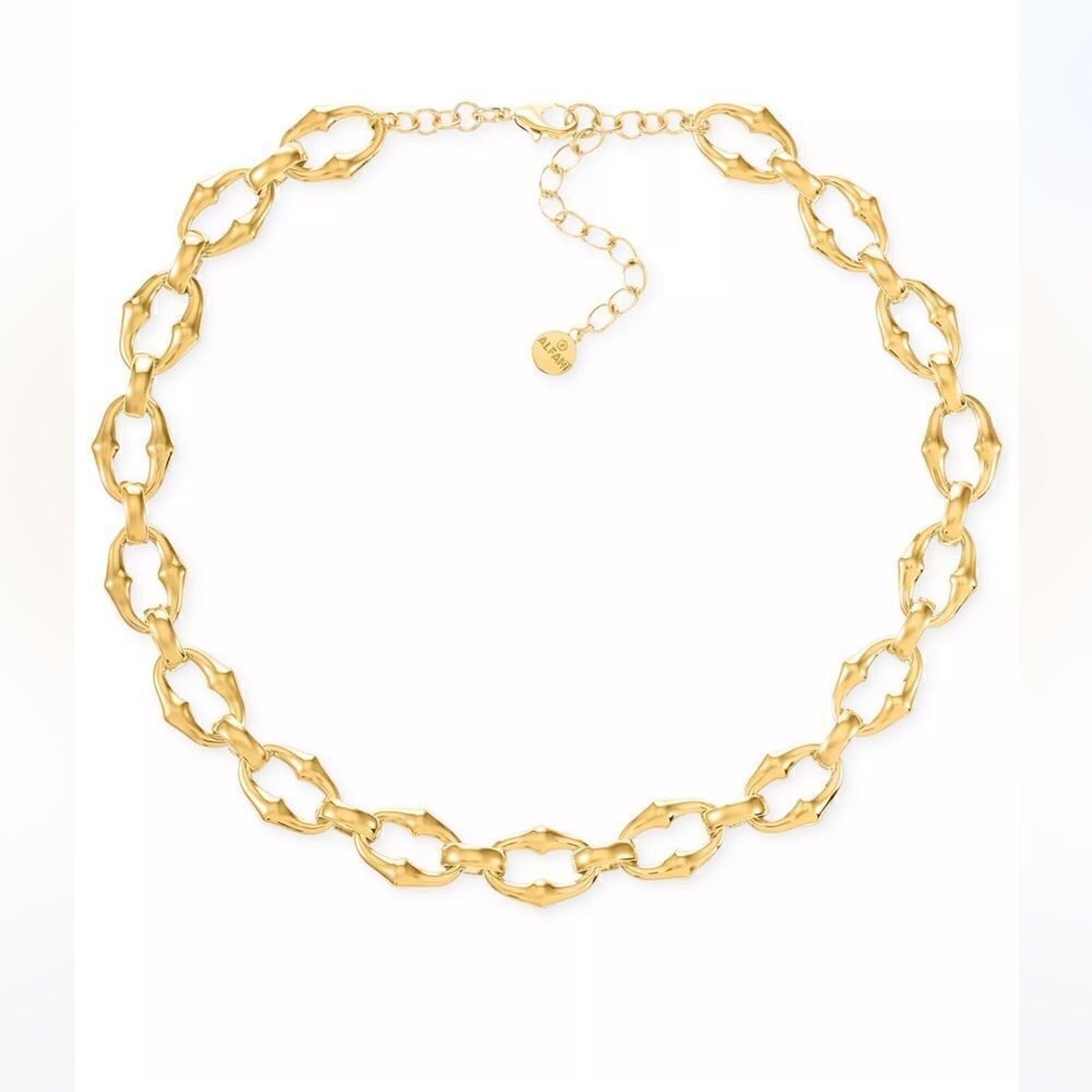 NWT ALFANI Gold-Tone Sculptural Link Collar Necklace, 17" + 2" extender